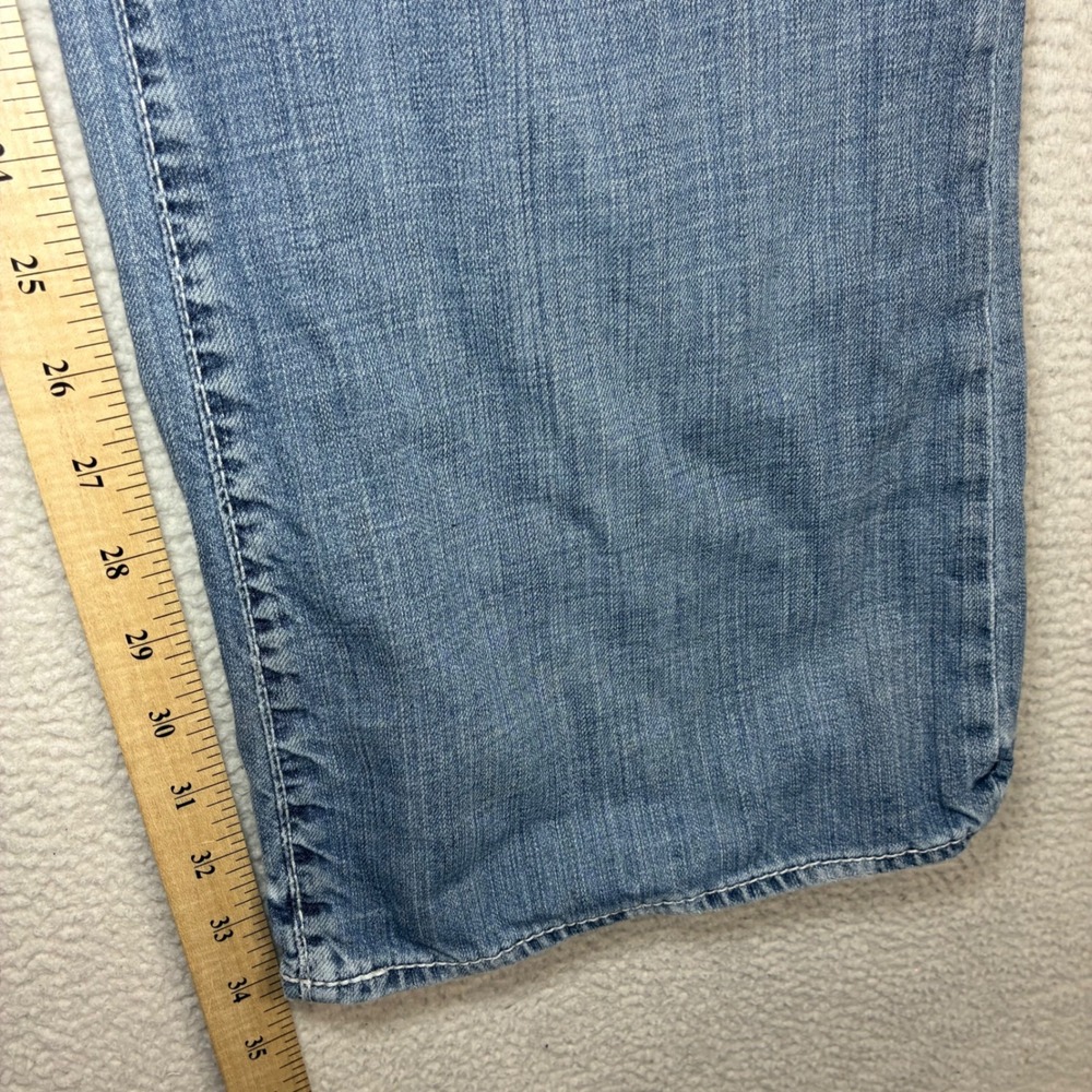 BKE Tyler Bootleg Jeans Men 34x34 Blue Fade Whiskered Distressed Western Bootcut - Picture 8 of 10